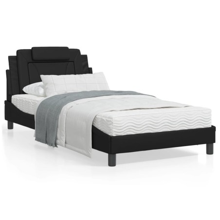 vidaXL Estructura de cama con cabecero cuero sintético negro 100x200cm