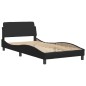 vidaXL Estructura de cama con cabecero cuero sintético negro 100x200cm vidaXL Estructura de cama con cabecero cuero sintético negro 100x200cm