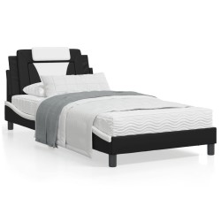 vidaXL Estructura de cama con cabecero cuero sintético negro y blanco