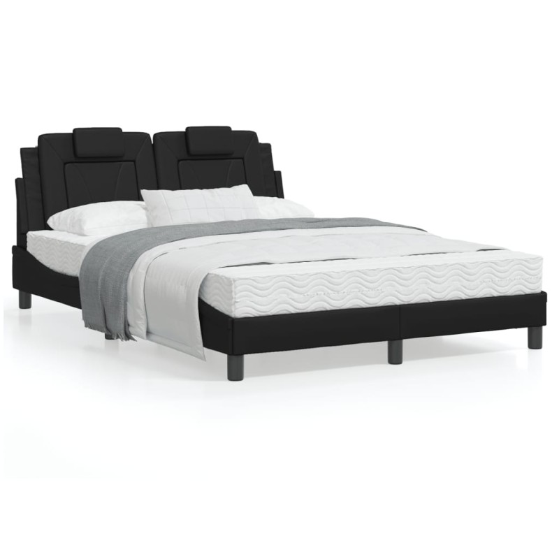 vidaXL Estructura de cama con cabecero cuero sintético negro 120x200cm vidaXL Estructura de cama con cabecero cuero sintético negro 120x200cm