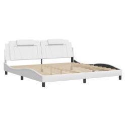 vidaXL Estructura de cama cabecero cuero sintético blanco 200x200 cm