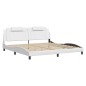 vidaXL Estructura de cama cabecero cuero sintético blanco 200x200 cm vidaXL Estructura de cama cabecero cuero sintético blanco 200x200 cm