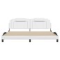 vidaXL Estructura de cama cabecero cuero sintético blanco 200x200 cm vidaXL Estructura de cama cabecero cuero sintético blanco 200x200 cm