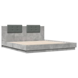 vidaXL Cama con cabecero madera de ingeniería gris hormigón 160x200 cm