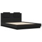 vidaXL Estructura cama con cabecero madera ingeniería negro 140x200 cm vidaXL Estructura cama con cabecero madera ingeniería negro 140x200 cm