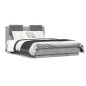 vidaXL Cama con cabecero madera de ingeniería gris hormigón 135x190 cm vidaXL Cama con cabecero madera de ingeniería gris hormigón 135x190 cm