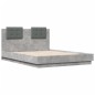 vidaXL Cama con cabecero madera de ingeniería gris hormigón 135x190 cm vidaXL Cama con cabecero madera de ingeniería gris hormigón 135x190 cm
