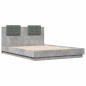 vidaXL Cama con cabecero madera de ingeniería gris hormigón 140x200 cm vidaXL Cama con cabecero madera de ingeniería gris hormigón 140x200 cm