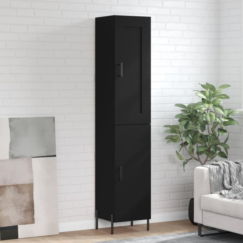 vidaXL Aparador de madera contrachapada negro 34,5x34x180 cm