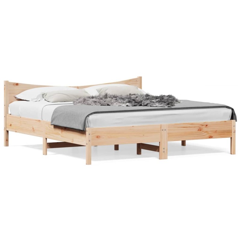 vidaXL Estructura de cama con cabecero madera maciza de pino 200x200cm vidaXL Estructura de cama con cabecero madera maciza de pino 200x200cm