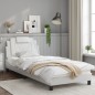 vidaXL Estructura cama con luces LED cuero sintético blanco 80x200 cm