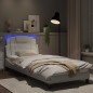 vidaXL Estructura cama con luces LED cuero sintético blanco 80x200 cm