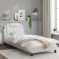 vidaXL Estructura cama con luces LED cuero sintético blanco 90x190 cm vidaXL Estructura cama con luces LED cuero sintético blanco 90x190 cm