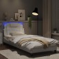 vidaXL Estructura cama con luces LED cuero sintético blanco 90x190 cm vidaXL Estructura cama con luces LED cuero sintético blanco 90x190 cm