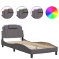 vidaXL Estructura de cama con luces LED cuero sintético gris 90x200 cm vidaXL Estructura de cama con luces LED cuero sintético gris 90x200 cm