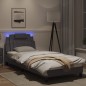 vidaXL Estructura de cama con luces LED cuero sintético gris 90x200 cm vidaXL Estructura de cama con luces LED cuero sintético gris 90x200 cm