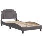 vidaXL Estructura de cama con luces LED cuero sintético gris 90x200 cm vidaXL Estructura de cama con luces LED cuero sintético gris 90x200 cm