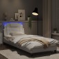 vidaXL Estructura cama con luces LED cuero sintético blanco 90x200 cm