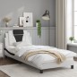 vidaXL Estructura cama con LED cuero sintético blanco negro 90x200 cm