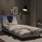 vidaXL Estructura cama con LED cuero sintético blanco negro 90x200 cm