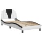vidaXL Estructura cama con LED cuero sintético blanco negro 90x200 cm