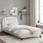 vidaXL Estructura cama con luces LED cuero sintético blanco 100x200 cm