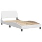vidaXL Estructura cama con luces LED cuero sintético blanco 100x200 cm