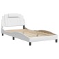 vidaXL Estructura cama con luces LED cuero sintético blanco 100x200 cm