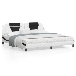 vidaXL Estructura cama con LED cuero sintético blanco negro 200x200 cm