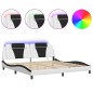 vidaXL Estructura cama con LED cuero sintético blanco negro 200x200 cm vidaXL Estructura cama con LED cuero sintético blanco negro 200x200 cm