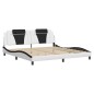 vidaXL Estructura cama con LED cuero sintético blanco negro 200x200 cm vidaXL Estructura cama con LED cuero sintético blanco negro 200x200 cm