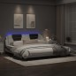 vidaXL Estructura cama con LED cuero sintético blanco negro 200x200 cm vidaXL Estructura cama con LED cuero sintético blanco negro 200x200 cm