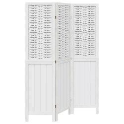 vidaXL Biombo separador de 3 paneles madera maciza Paulownia blanco