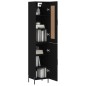 vidaXL Aparador de madera contrachapada negro 34,5x34x180 cm