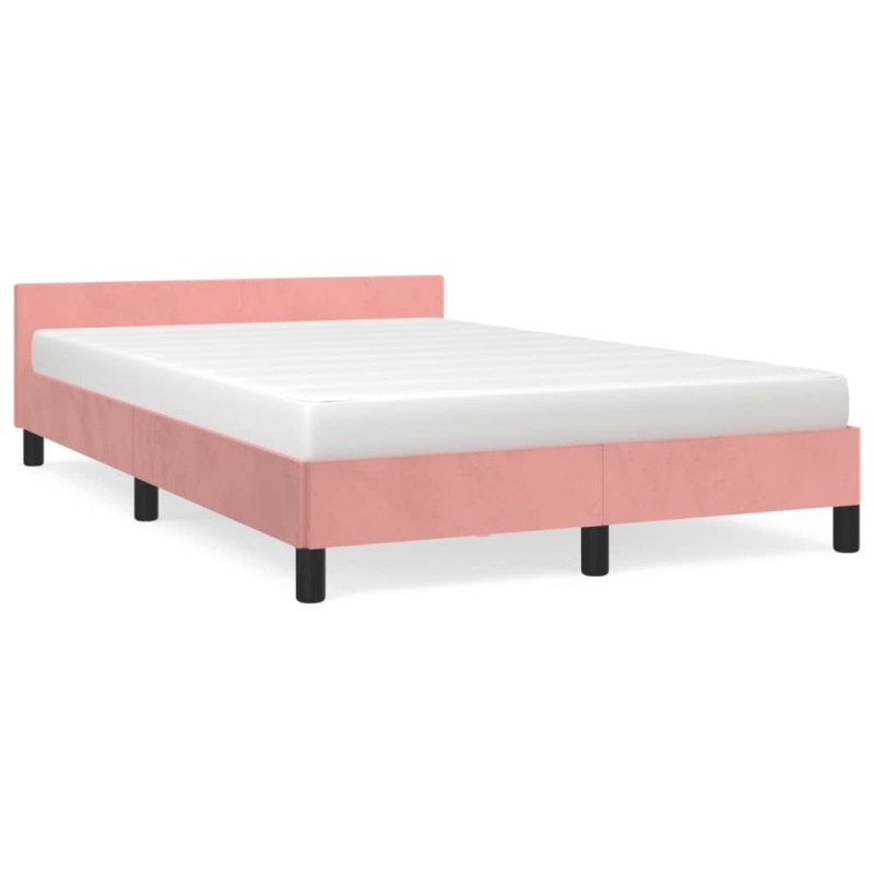 vidaXL Estructura de cama con cabecero terciopelo rosa 120x190 cm vidaXL Estructura de cama con cabecero terciopelo rosa 120x190 cm