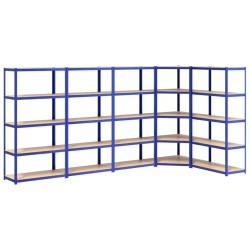 vidaXL Estantería 5 niveles 5 uds acero y madera contrachapada azul
