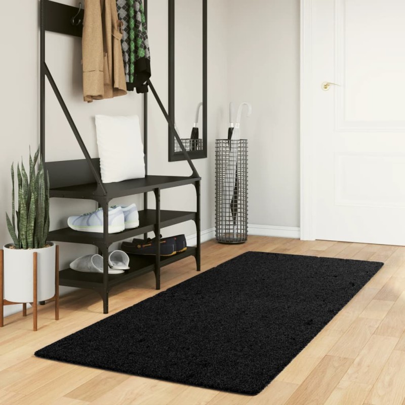 vidaXL Alfombra de pelo corto OVIEDO negro 80x200 cm vidaXL Alfombra de pelo corto OVIEDO negro 80x200 cm