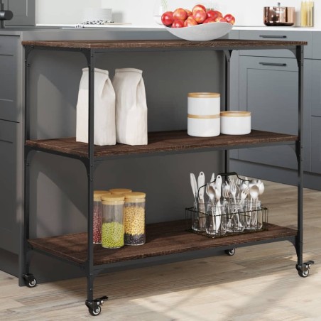 vidaXL Carrito de cocina madera ingeniería marrón roble 102x50x95 cm