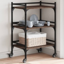 vidaXL Carrito de cocina madera ingeniería marrón roble 50x35x75,5 cm