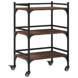 vidaXL Carrito de cocina madera ingeniería marrón roble 50x35x75,5 cm