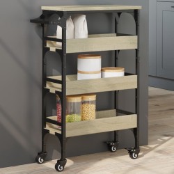 vidaXL Carrito de cocina madera de ingeniería roble Sonoma 53x20x76 cm
