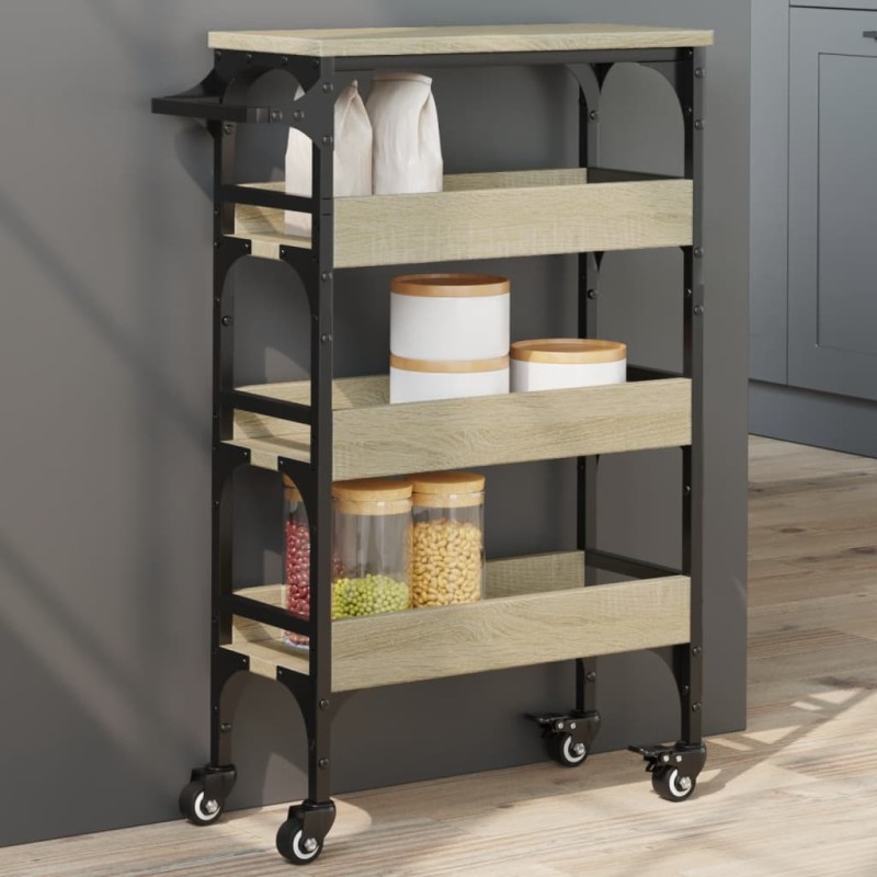 vidaXL Carrito de cocina madera de ingeniería roble Sonoma 53x20x76 cm vidaXL Carrito de cocina madera de ingeniería roble Sonoma 53x20x76 cm