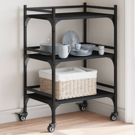 vidaXL Carrito de cocina madera de ingeniería negro 50x35x75,5 cm