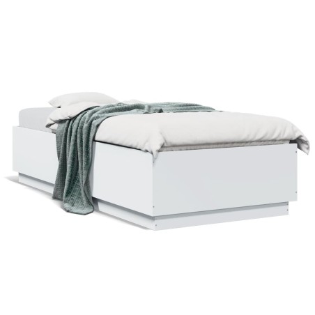vidaXL Estructura de cama con LED madera ingeniería blanco 90x200 cm