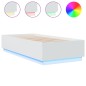 vidaXL Estructura de cama con LED madera ingeniería blanco 90x200 cm vidaXL Estructura de cama con LED madera ingeniería blanco 90x200 cm