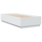 vidaXL Estructura de cama con LED madera ingeniería blanco 90x200 cm vidaXL Estructura de cama con LED madera ingeniería blanco 90x200 cm