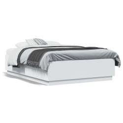 vidaXL Estructura de cama con LED madera ingeniería blanco 120x190 cm