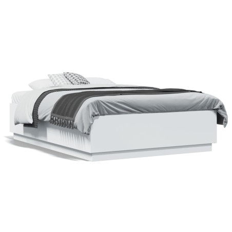 vidaXL Estructura de cama con LED madera ingeniería blanco 120x190 cm