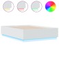 vidaXL Estructura de cama con LED madera ingeniería blanco 120x190 cm vidaXL Estructura de cama con LED madera ingeniería blanco 120x190 cm