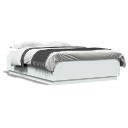 vidaXL Estructura de cama con LED madera ingeniería blanco 120x200 cm
